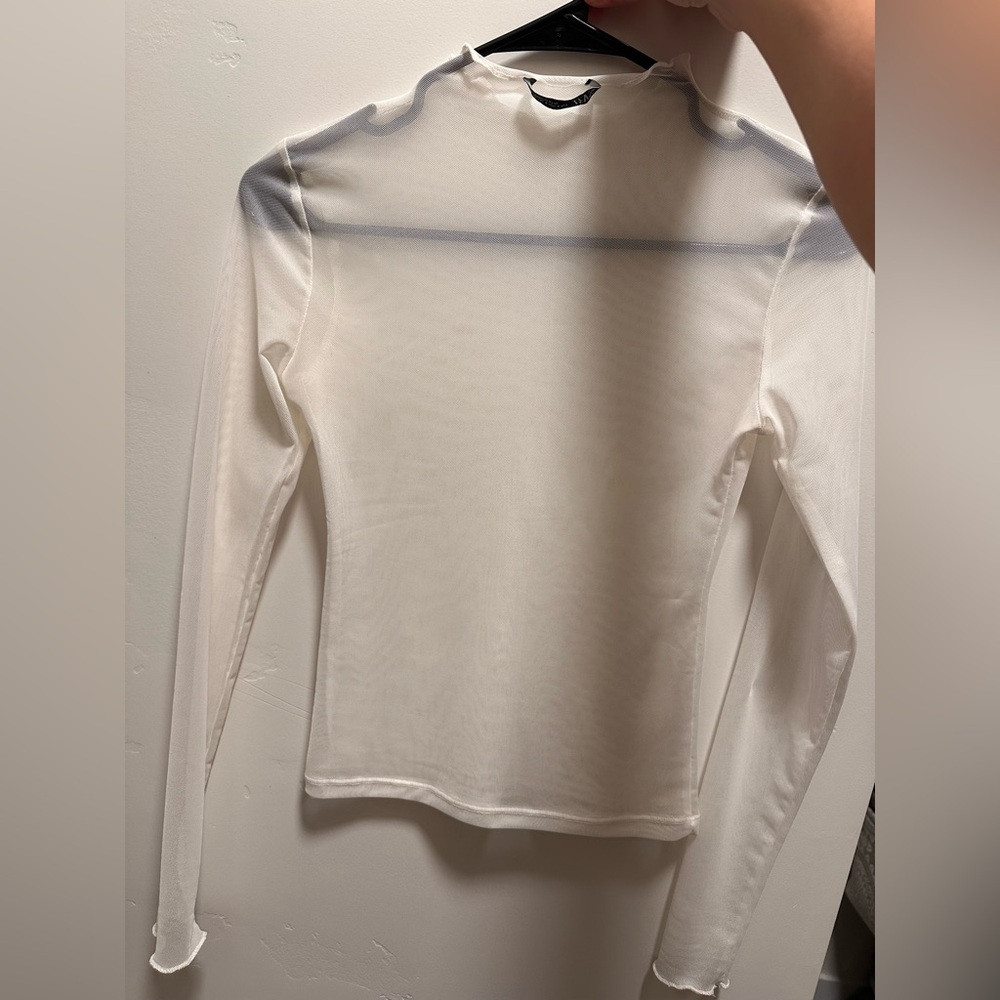 NWOT Zara Sheer White Long Sleeve Top
